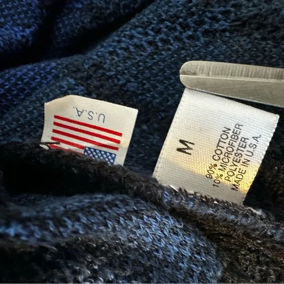 Vintage St. Croix Knits Sweater M diamondjacquard black blue 80s 90s Y2K